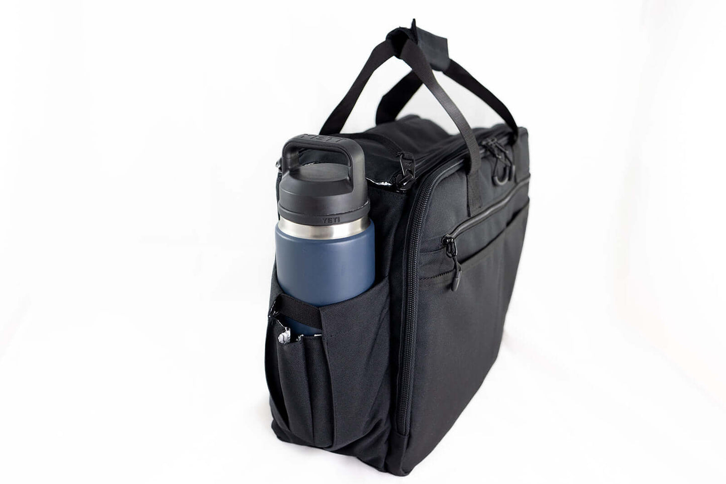 Nav & Co Flight Bag - with drink bottle and yeti drink bottle in holder