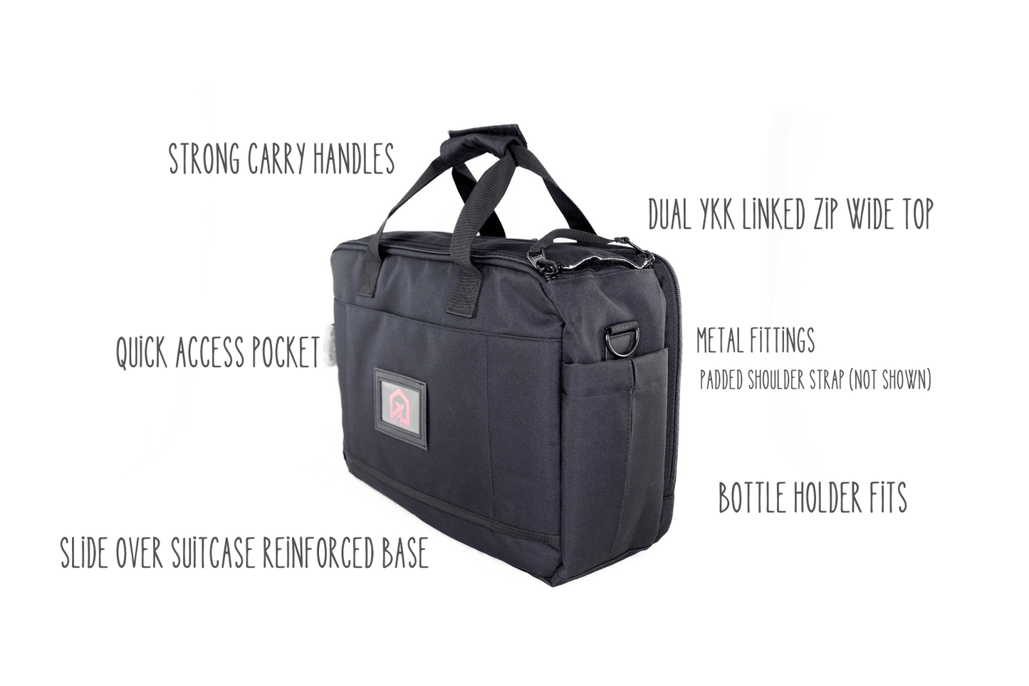 Flight Bag - Nav & Co Rear view showing bottle holder and luggage slide over